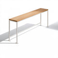 Konsola prostokątna 120 x 30 x 80 cm z blatem MDF w okleinie dębu naturalnego i białą stalową ramą