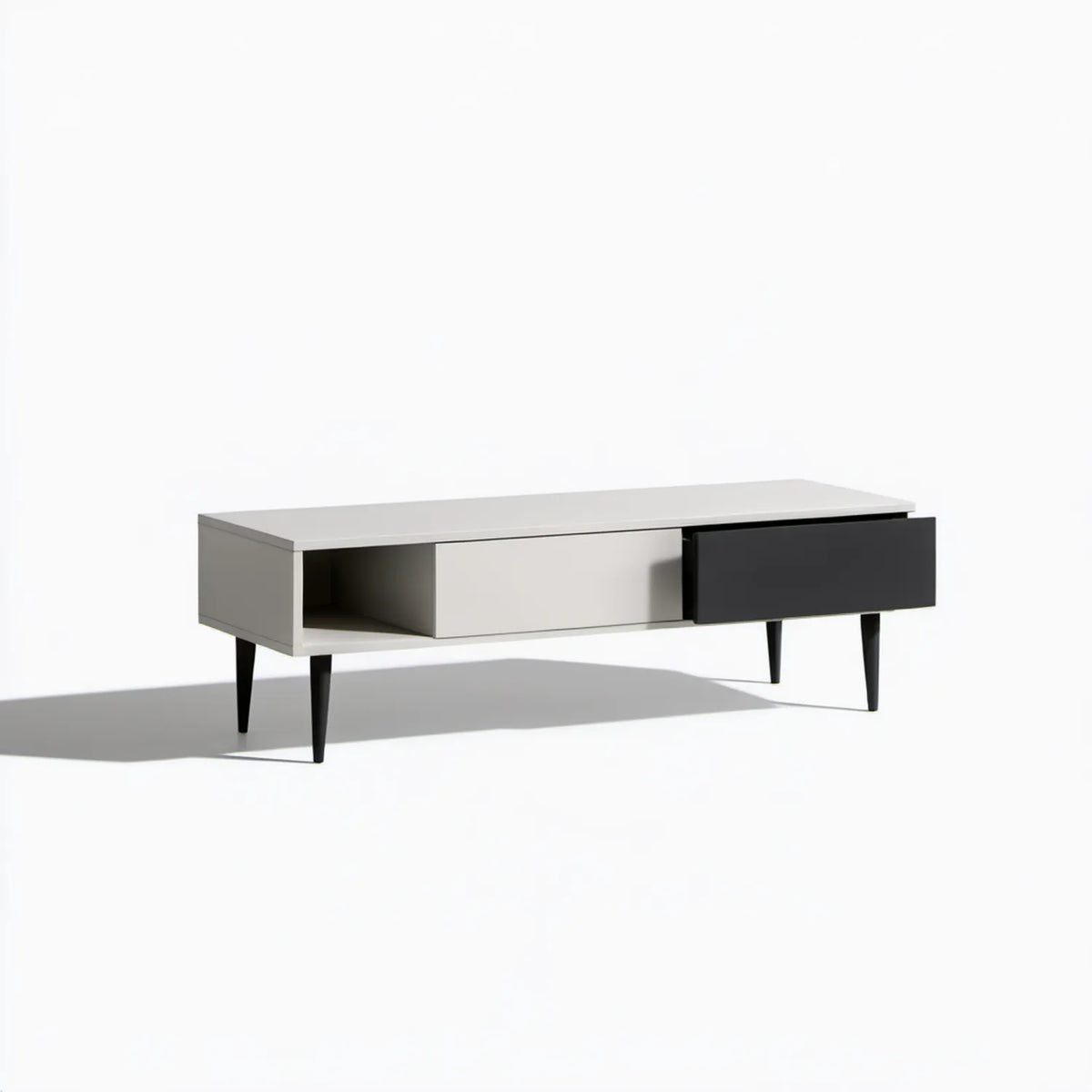 Prostokątny biało-czarny stolik kawowy z płyty MDF 120 × 60 × 45 cm
