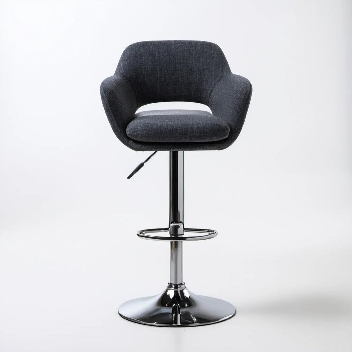 Obrotowy hoker barowy z podłokietnikami, ciemnoszary, 52 × 54 × 90–112 cm