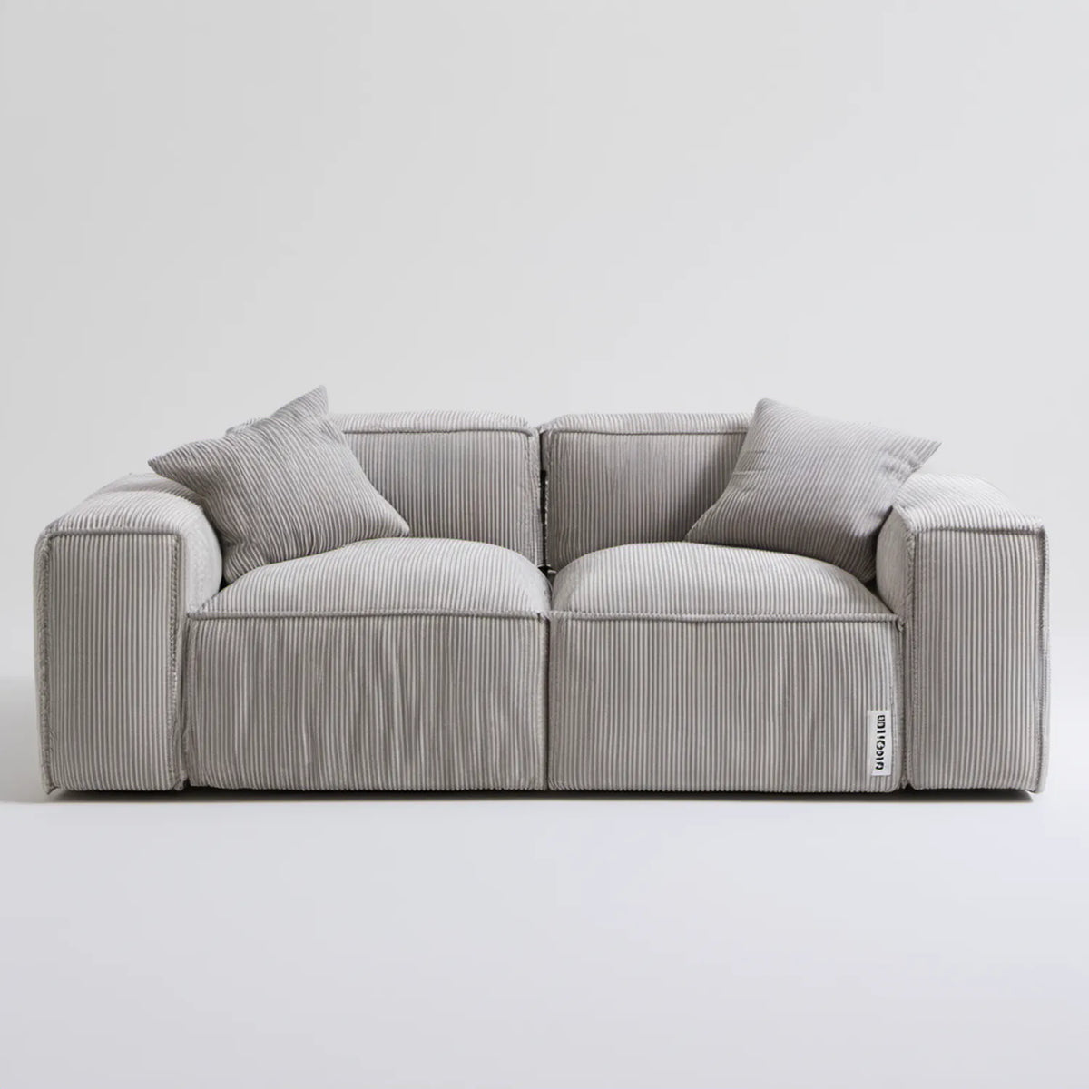 Dwuosobowa sofa modułowa ze sztruksu poliestrowego, jasnoszara, 180 x 95 x 75 cm