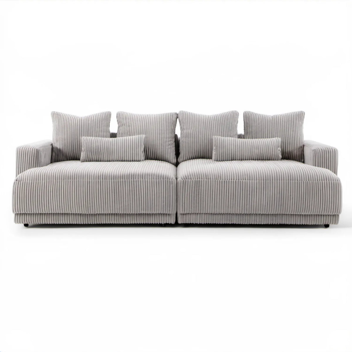 Modułowa sofa 4-osobowa z prążkowanego sztruksu, jasnoszara, 280 x 100 x 85 cm