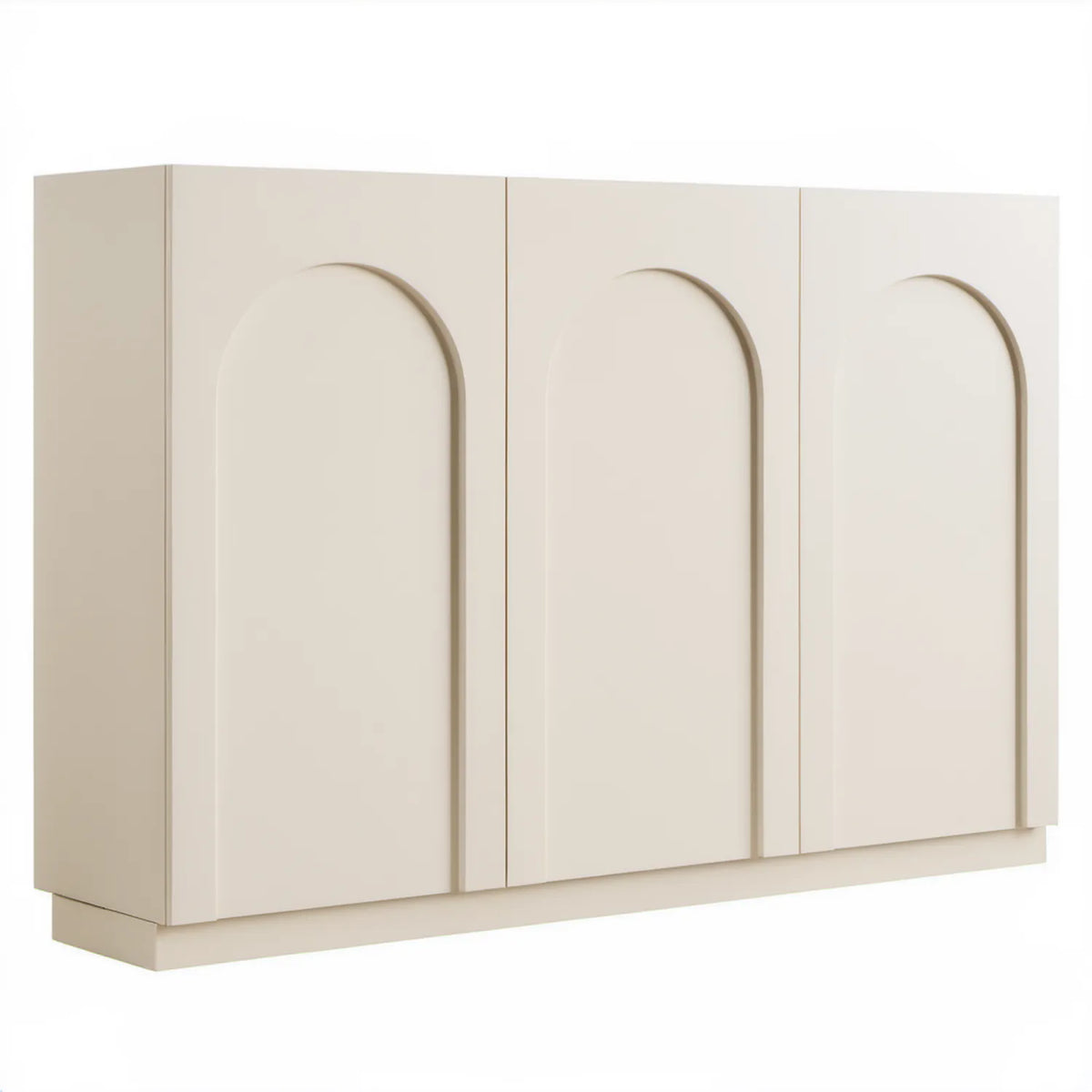 Kremowa komoda z płyty MDF z 3 drzwiami i frezowanymi frontami 160 x 40 x 80 cm