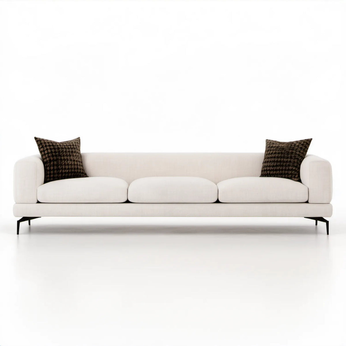 Trzyosobowa sofa kremowa z czarnymi nogami, 240 × 95 × 82 cm