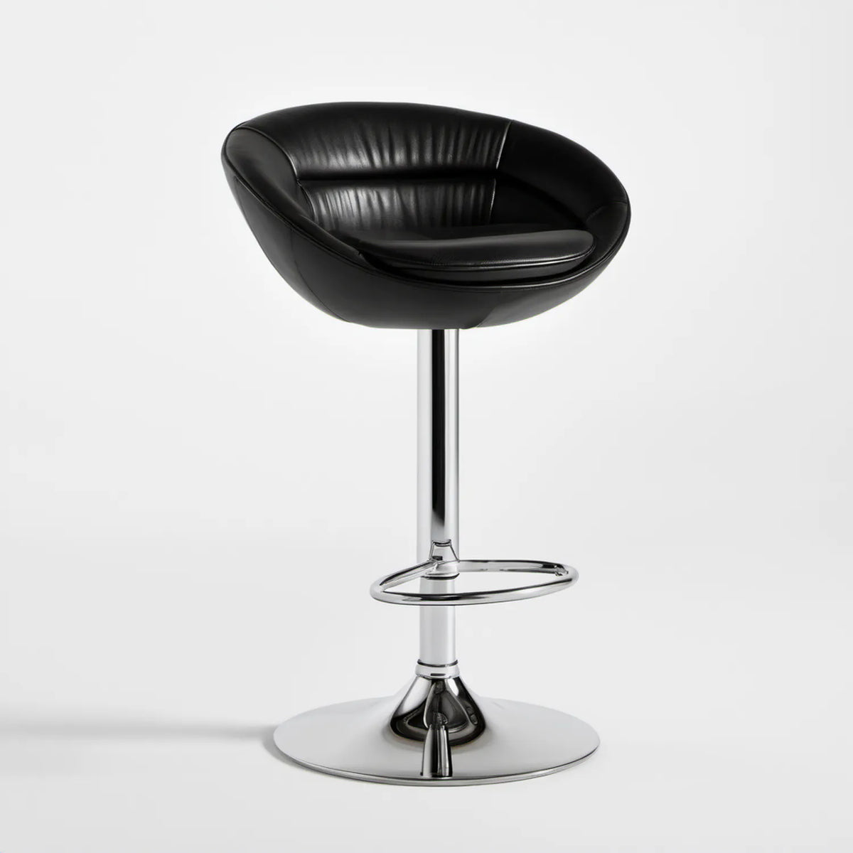 Czarny hoker barowy obrotowy z oparciem, regulacja wysokości 61–82 cm, 60 × 52 cm