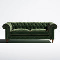 Dwuosobowa sofa Chesterfield z aksamitu, ciemnozielona, 200 x 90 x 78 cm