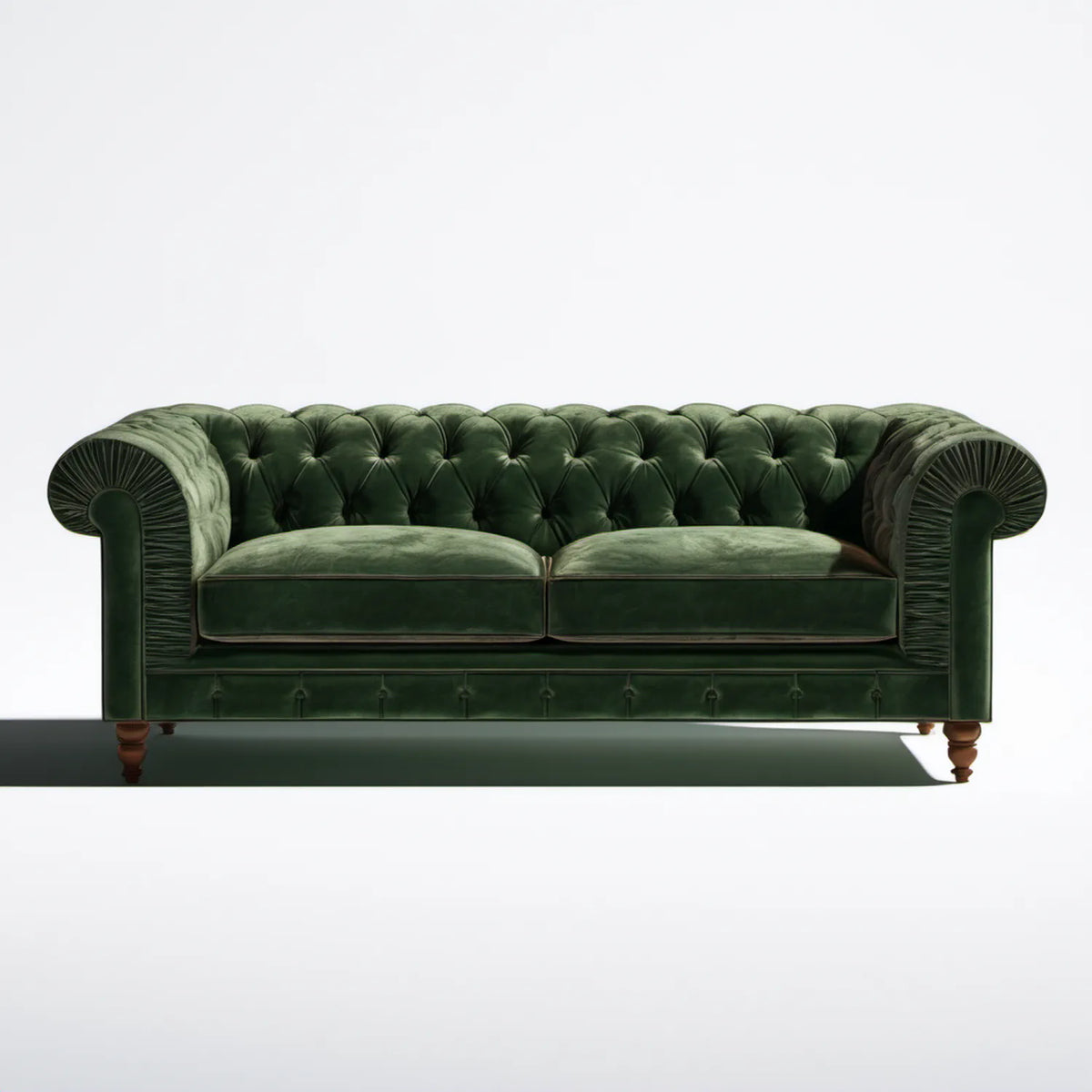 Dwuosobowa sofa Chesterfield z aksamitu, ciemnozielona, 200 x 90 x 78 cm