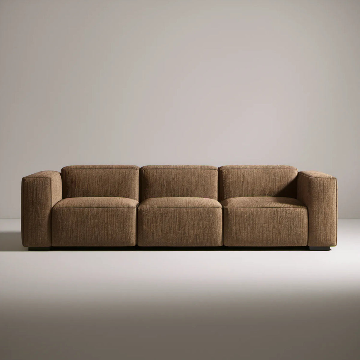 Brązowa 3-osobowa sofa modułowa ze sztruksu, 240 x 95 x 72 cm