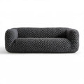 Dwuosobowa sofa o zaokrąglonej formie z tapicerką bouclé, ciemnoszara, 180 x 95 x 75 cm