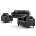 Zestaw mebli do salonu 3+1+1, ciemnoszary/czarny, sofa 200 x 85 x 82 cm, fotele 88 x 85 x 82 cm