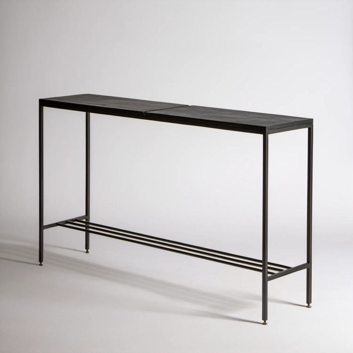 Czarna konsola do przedpokoju z półką na buty MDF i stal 120 x 35 x 80 cm