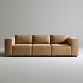 Karmelowa sofa trzyosobowa z mikrofibry poliestrowej 240 x 95 x 78 cm