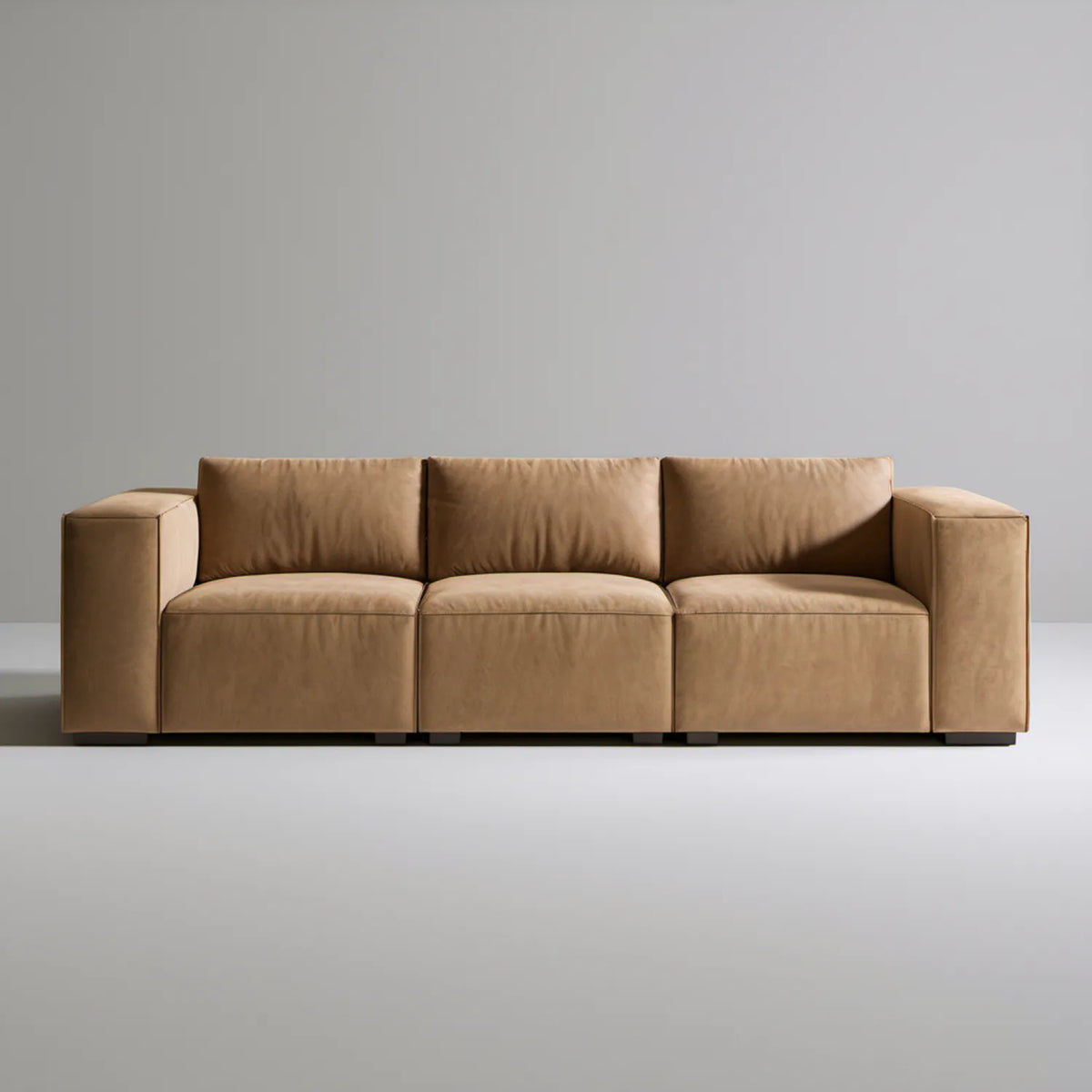 Karmelowa sofa trzyosobowa z mikrofibry poliestrowej 240 x 95 x 78 cm