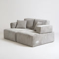 Dwuosobowa sofa modułowa ze sztruksu, jasnoszara, 180 x 100 x 75 cm