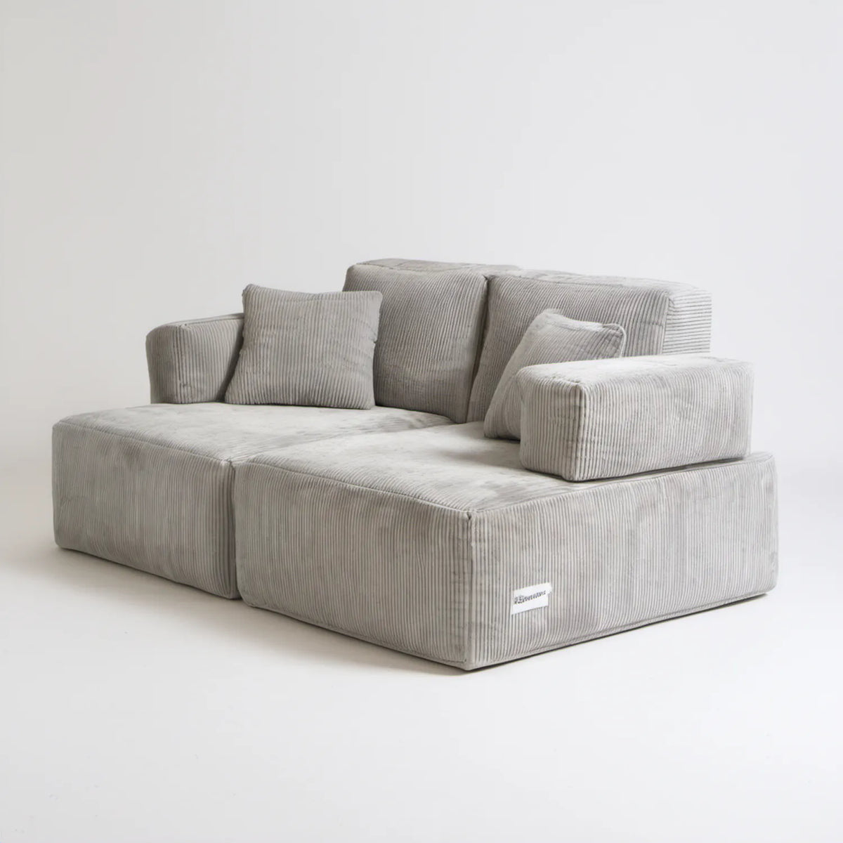 Dwuosobowa sofa modułowa ze sztruksu, jasnoszara, 180 x 100 x 75 cm