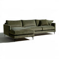 Oliwkowozielona sofa narożna w kształcie L z lewym szezlongiem, tapicerka sztruksowa, 260 x 160 x 85 cm