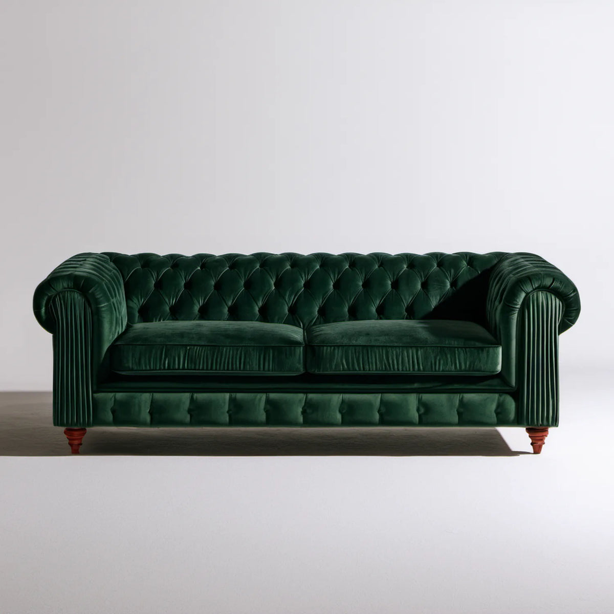 Dwuosobowa sofa Chesterfield z aksamitu poliestrowego ciemnozielona 180 × 90 × 78 cm